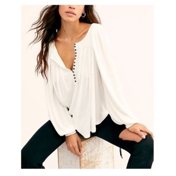 Free People Tops - Free People Devin Textured Knit Top Bell Sleeve